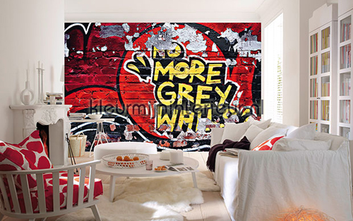 No more grey walls papier murales 126 chambre de garon Ideal Decor